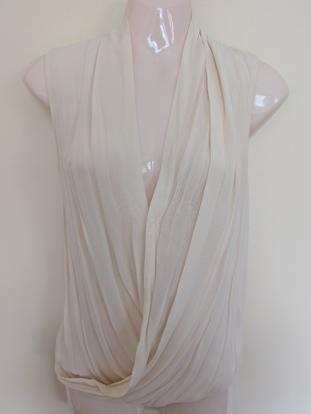 Aritzia T.Babaton Silk Chiffon Sheer Sleeveless Top XXS Cream